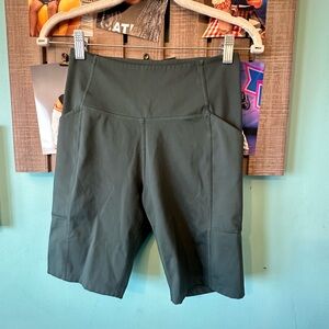 girlfriend collective Dark Green High-Rise Bike Shorts